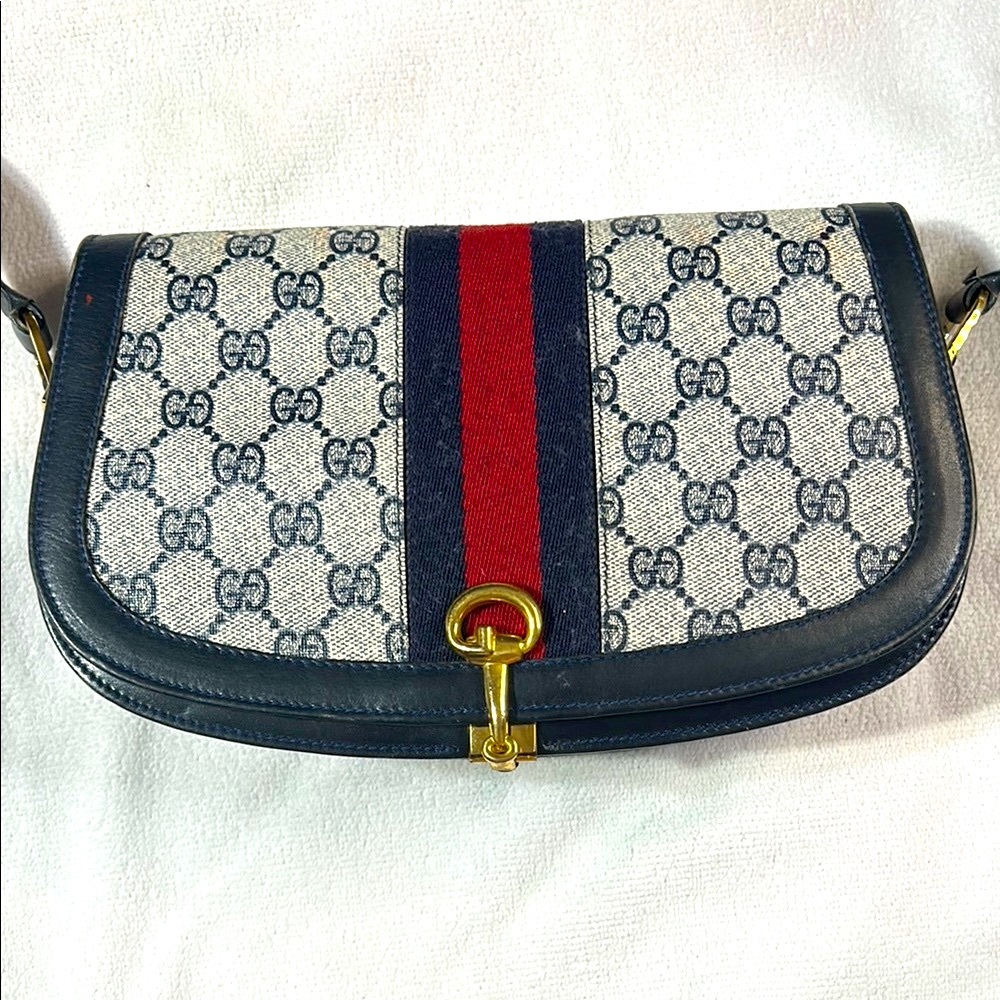 Vintage Gucci shoulder bag navy blue